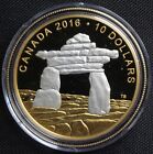 2016 P Canada $10 Dollar Pure Silver Reverse Gold Plated Inukshuk Coin W/Coa
