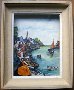 SOUVENIR DE BORD DE MER AQUARELLE ET OBJETS PAR DOUVET - Imagen 1 de 8