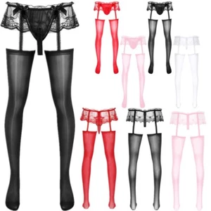 Medias sexy de encaje Sissy para hombre lencería transparente elegantes disfraces ropa de dormir ropa interior - Imagen 1 de 100