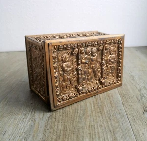 schöne massive alte Erhard & Söhne Jugendstil Schmuckschatulle mit Putten Relief - Bild 1 von 11