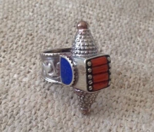 Anillo de coral lapislázuli vintage - Imagen 1 de 5