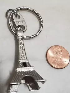 EIFFEL TOWER SOUVENIER KEYCHAIN PARIS FRANCE 2 INCHES IN LENGTH SILVER TONE - Picture 1 of 3