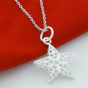 Collar de cadena colgante de estrella hueca de plata de ley 925 para mujer fiesta moda - Imagen 1 de 3