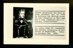 Fraternal Org. RPPC postal masónica sello Thomas MacDonough foto real  - Imagen 1 de 2