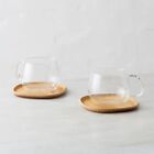 Blue Bottle Coffee "KINTO Cup & Saucer Pair Set" Glass Cup & Wooden Saucer