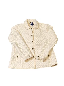 Chaps Quilted Jacket Womens Large White Long Sleeve Collared Snap Button Front - Picture 1 of 4