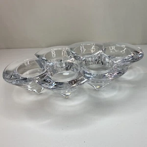 Diamond Star Leaded Crystal Glass 6 Place Cone Tea Light Votive Holder 8.5" - Picture 1 of 7
