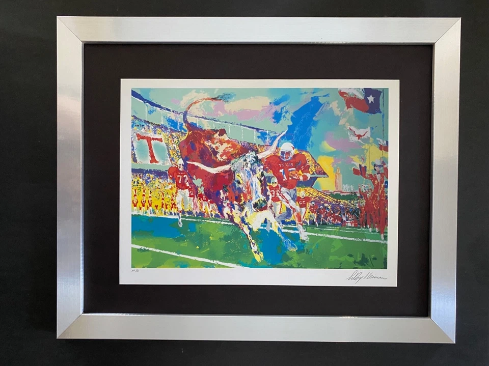 Arte Pop Firmado LeRoy Neiman "Texas Longhorns" Montado y Enmarcado en Nuevo 11x14 Foto 1 de 3