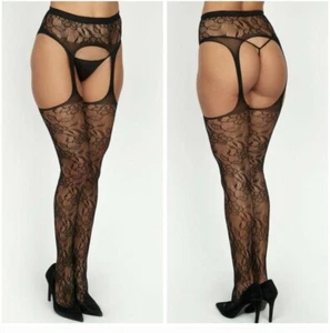 Black Floral Lace Bodystocking Size 1x-2x Brand New In Package - Picture 1 of 3