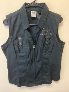 Damen Harley Davidson Motorrad Reißverschluss schwarz Weste ärmellos Baumwolle Größe XL - Bild 1 von 7