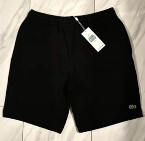 Lacoste Men's Cotton Fleece Logo Shorts Black New - Picture 1 of 2