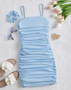 Girl’s Blue ruched mini dress size 4T - Picture 1 of 1
