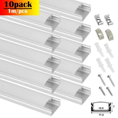 LED Aluprofil Aluminium Profile 10x1m U Alu Schiene Leiste LED-Streifen Leucht - Bild 1 von 4