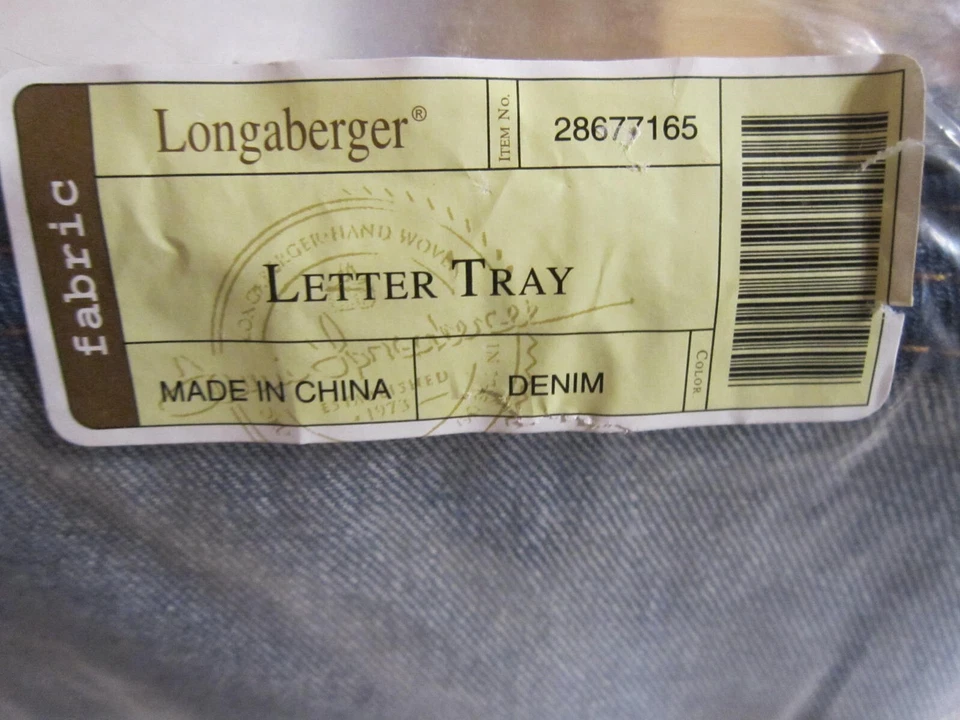 Longaberger Blue Denim Letter Tray Liner 28677165  ~ Liner Only ~ 13" x 10" x 5" - Image 1 of 4