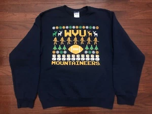 VINTAGE WEST VIRGINIA UNIVERSITY CHRISTMAS SWEATSHIRT MENS SMALL MOUNTAINEERS e - Picture 1 of 4