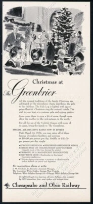 1953 Greenbrier рождественская елка искусства C & O Chesapeake & Ohio RR винтажная печатная реклама - Изображение 1 из 4