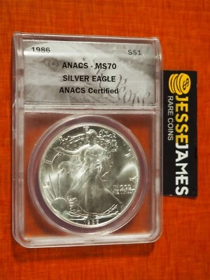 American Silver Eagle 1986 $1 Anacs MS70 Foto 1 de 2