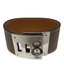 HERMES Leather Bracelet Kelly Dog Etoupe Beige D MZ 230 HA - Picture 1 of 8