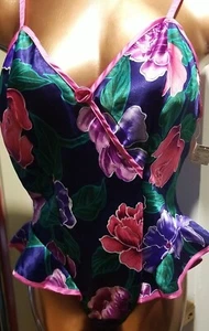 Christian Dior striking colorful floral lingerie teddy nighty vintage M NWT - Picture 1 of 7