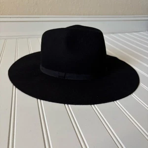 J. Crew | Women's Wide-Brimmed Italian Wool-Felt Hat Size M/L Black NWT - Picture 1 of 8