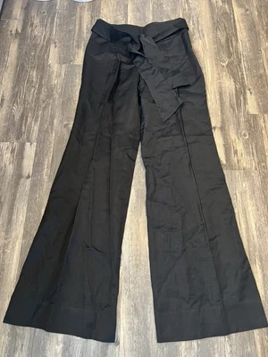 Pantalones Pantalón Anthropologie Elevenses Pierna Ancha en Negro con Cintura Corbata Clásico Foto 1 de 4