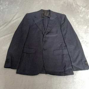 RRL Ralph Lauren Blazer Jacket Mens Blue Size 38 Linen Wool Striped Made Italy - Picture 1 of 21