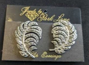 Pendientes Clip Vintage Park Lane Pluma Tono Plata Nuevos - Imagen 1 de 2