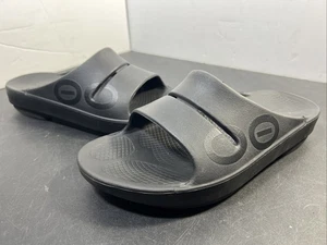 Oofos Ooahh Sandals Men’s 8 Women’s 10 Black Recovery Slip On Comfort Slides - Picture 1 of 8