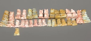 Hand Carved Pink and Marble Stone Chess Pieces - Picture 1 of 8