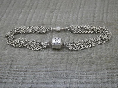 Authentic 925 Silver Pandora Mesh Multi Strand One Station Clip Bracelet 18cm - Image 1 of 4