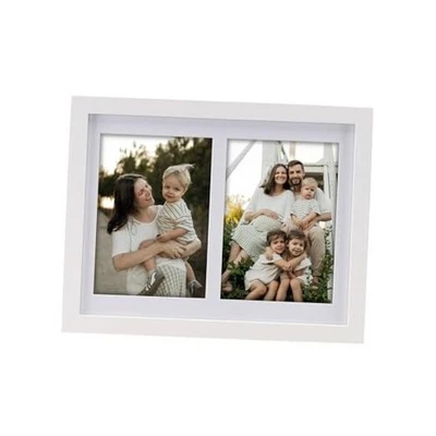 8x10 Pine Wood Collage Picture Frame Double 4x6 8X10 (4X6 Opening) Bright White - Image 1 of 4