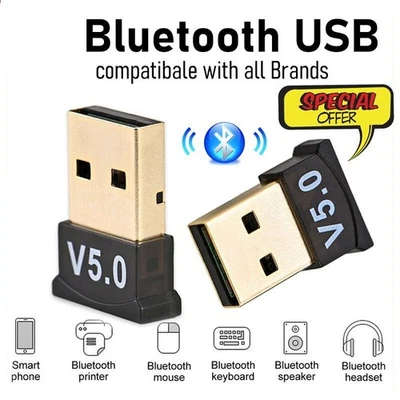 2x USB Bluetooth 5.0 Wireless Audio Music Stereo Adapter Dongle receiver For PC - Image 1 of 4