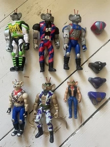 6 Figurines BIKER MICE Galoob 1994 Sand Slammin Modo + 4 casques - Foto 1 di 8