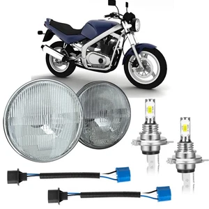 For Suzuki GS500 2001 2002 7" inch Round Headlight Housing + LED High/Low bulbs - Foto 1 di 12