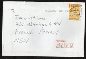 HOBART, Tasmania 7000 postmarked cover dated 26 JUL 2017 + CONCESSION stamp - Picture 1 of 2
