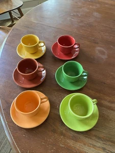 Fiesta Tea Coffee Cups Saucer Fiesta Set Cup Lot of 6 - Picture 1 of 6