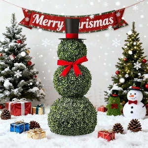 Pupazzo di Neve Legno di Bosso Topiaria Decorazione Natalizia da Interno/Esterno,32", di Holiday Time - Foto 1 di 12