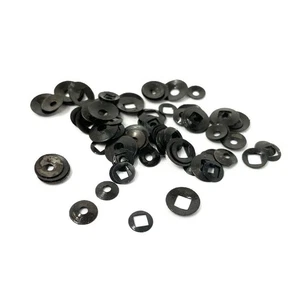 Black Domed Clock Washers Assorted x100 Square & Round Hole Steel Clockmaking - Picture 1 of 2