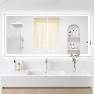 Espelho de banheiro LED 24X48 com luzes, antiembaçante, retroiluminado + frontal 24"L x 48"W - Imagem 1 de 4