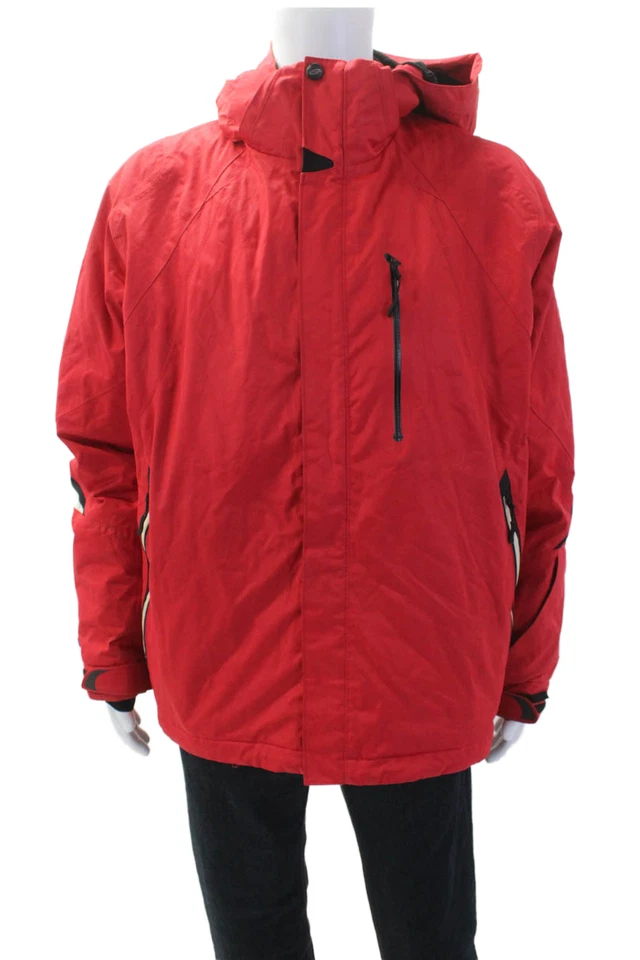 Obermeyer Men Parka Windbreaker Red Button High Neck Polyester Size L - Image 1 of 4