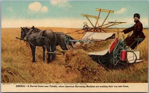 Postal publicitaria International Harvester 1910 "SIBERIA - Escena de cosecha cerca de Tobolsk" - Imagen 1 de 2