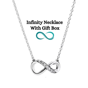 Infinity Necklace Forever Love 925 Sterling Silver Plated For Couples Women Girl - Picture 1 of 5
