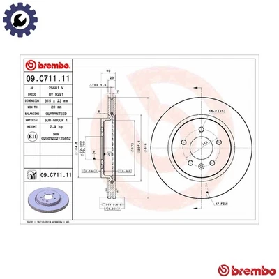 2x BRAKE DISC 09.C711.11 FOR OPEL ZAFIRA/TOURER A18XEL/18XER 1.8L A20DTR 2.0L - Image 1 of 4