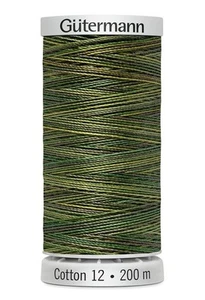 Gutermann Cotton 12, Colour 4019, VARIEGATED GREENS, 200m Spool Embroidery - Picture 1 of 1