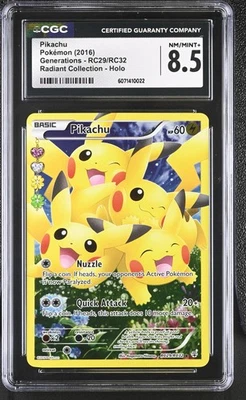 CGC 8.5 Pikachu 2016 Generations RC29/RC32 Radiant Collection Holo Pokemon Card - Image 1 of 2