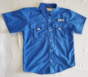 Camicia Columbia PFG ragazzo giovane piccola 8 blu ventilata manica corta con bottoni * - Foto 1 di 6