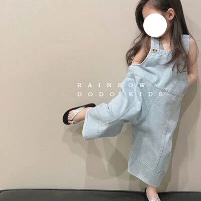 Girls Summer Set Children's Summer Style Baby Girl Casual Vest Denim Overalls - Image 1 of 4