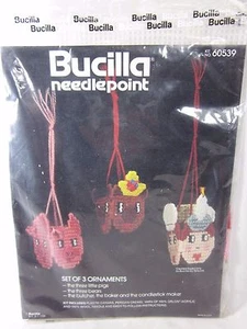 Bucilla Christmas Needlepoint 3 Ornaments 3 Little Pigs 3 Bears Butcher Sealed - Picture 1 of 3