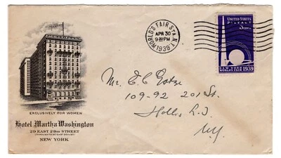 #853 on 1939 NY World's Fair Opening Day - Hotel Martha Washington - Image 1 of 2