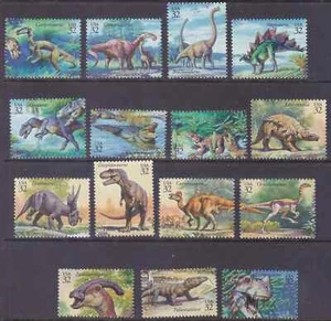 SFSTAMPS US Scott 3136 WELT DER DINOSAURIER Satz 15 Einzelmarken postfrisch 1997 - Bild 1 von 1